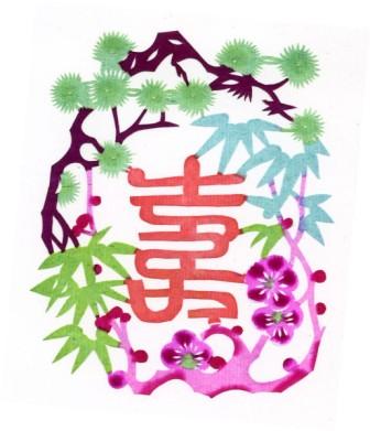 中国茶・中国雑貨・ハスカップの「ゆの美」中国素材のお部屋 中国切絵 『中国文字　寿』  04